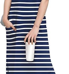 Navy blue and white stripe maxi dress