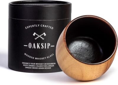 Oaksip The Original Charred Wooden Bourbon or Whiskey Drinking Glass