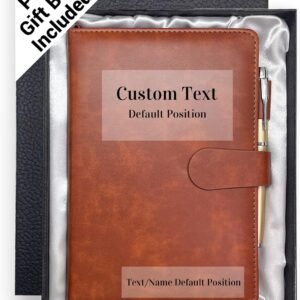 Personalized notebook with pen and gift box, leather