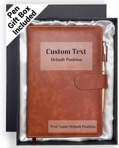 Personalized notebook with pen and gift box, leather