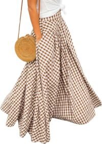 Plaid gingham skirt brown