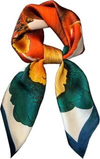 Silky scarf blue golden gingko