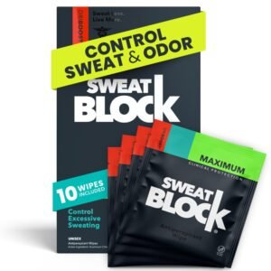 SweatBlock antiperspirant underarm wipes - stops sweating up to 72 hours