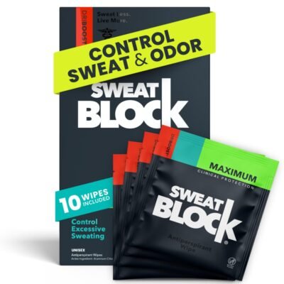 SweatBlock antiperspirant underarm wipes - stops sweating up to 72 hours