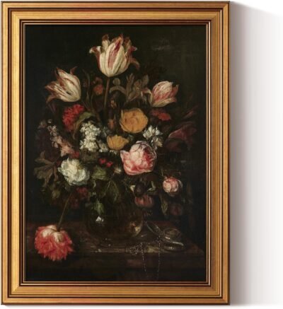 Vintage framed floral wall art