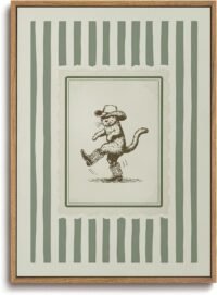 Vintage western framed wall art cowboy cat