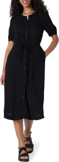 Women's midi A-line dress black