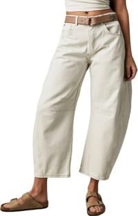 Stretchy Cropped Barrel Jeans