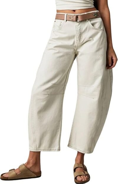 Stretchy Cropped Barrel Jeans