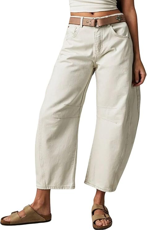 Stretchy Cropped Barrel Jeans - Image 1