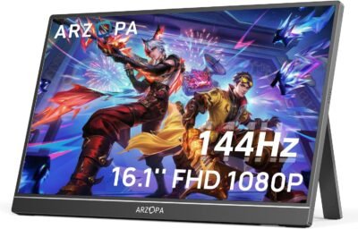 ARZOPA portable monitor with FHD kickstand, ultra slim, external second screen...