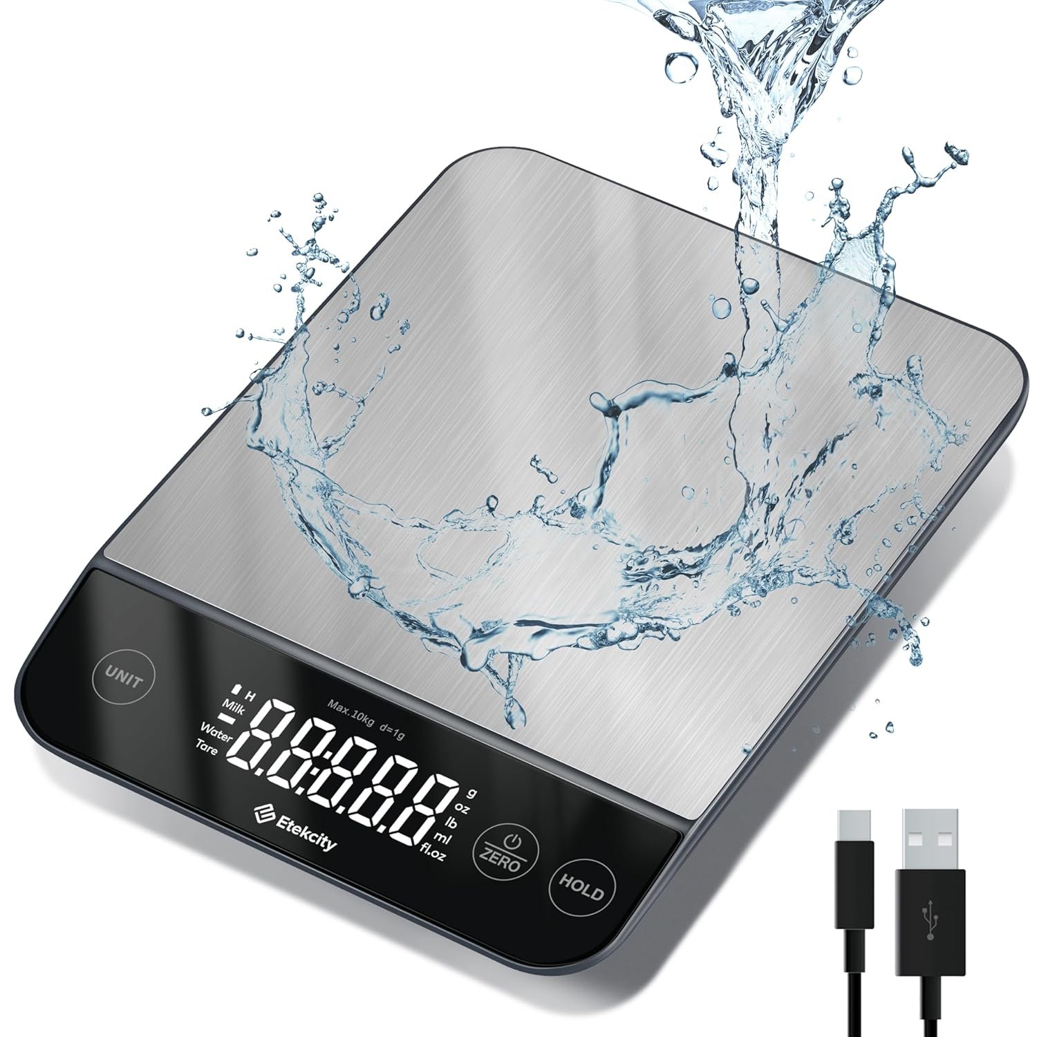 Etekcity digital food scale, IPX6 waterpoof, USB-C - Image 1