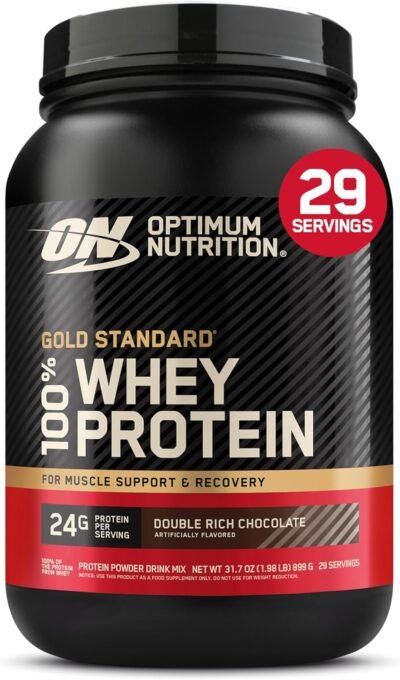 Optimum Nutrition Gold Standard 100% whey protein powder, double rich chocolate
