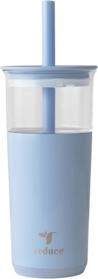 REDUCE Aspen 20 vacuum insulated glass tumbler with lid and extra wide straw