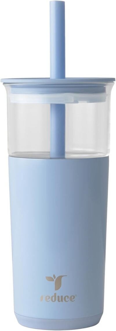 REDUCE Aspen 20 vacuum insulated glass tumbler with lid and extra wide straw