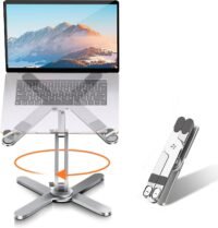 Rotating 360 laptop stand, adjustable height and angle, ergonomic