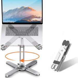 Rotating 360 laptop stand, adjustable height and angle, ergonomic