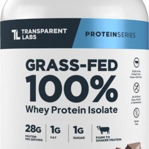 Transparent Labs grass-fed whey protein isolate, naturally flavored, gluten free